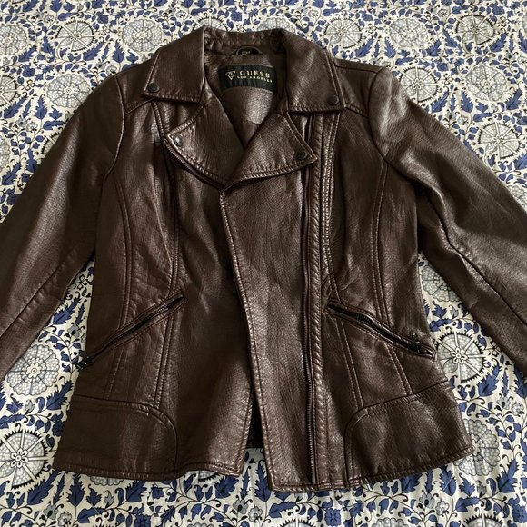 Guess Brown Snakeskin Faux Leather Jacket - Picture 8 of 8